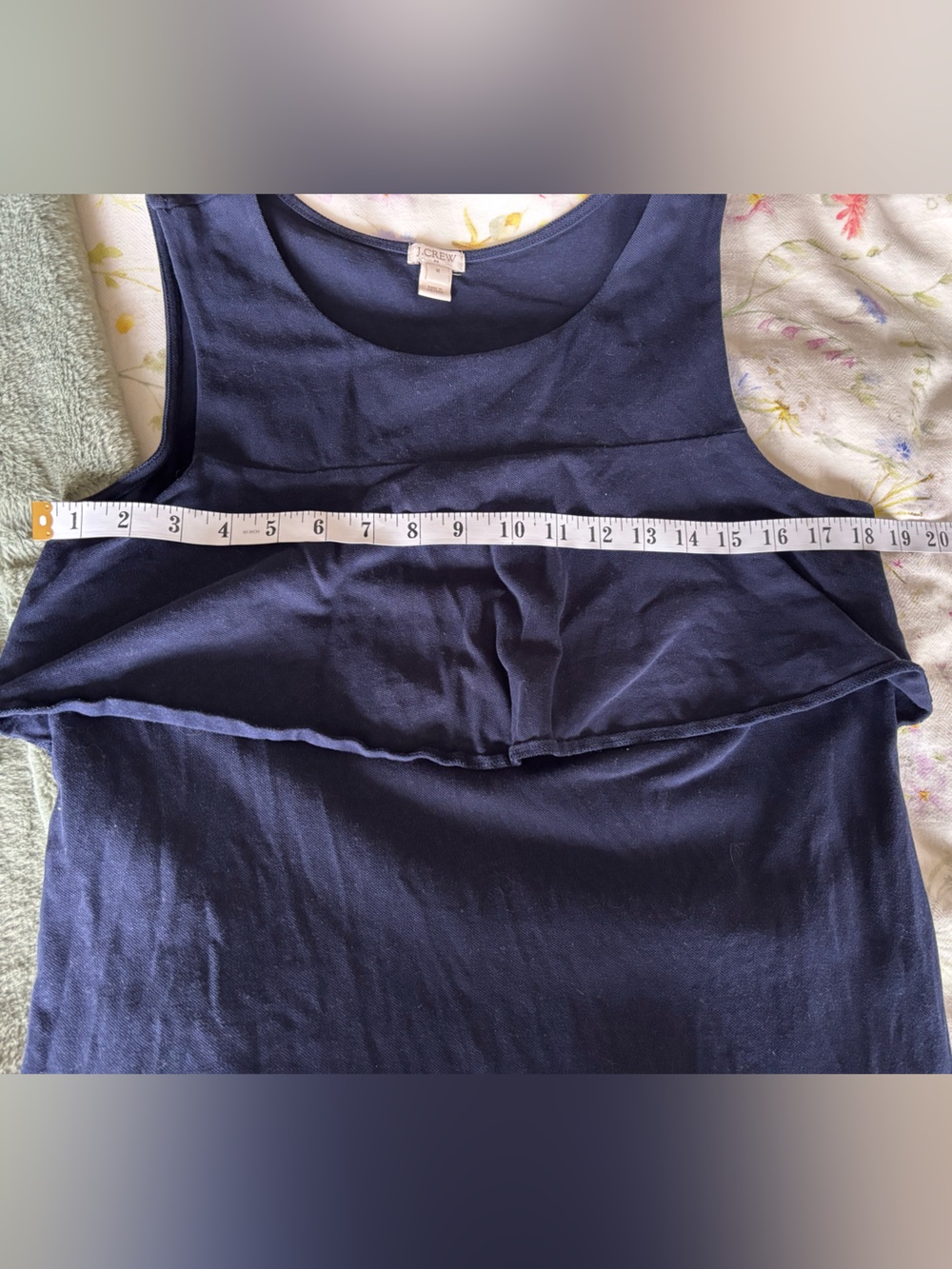 J. Crew Navy Ruffle Tank Top Size Medium - Picture 5 of 5